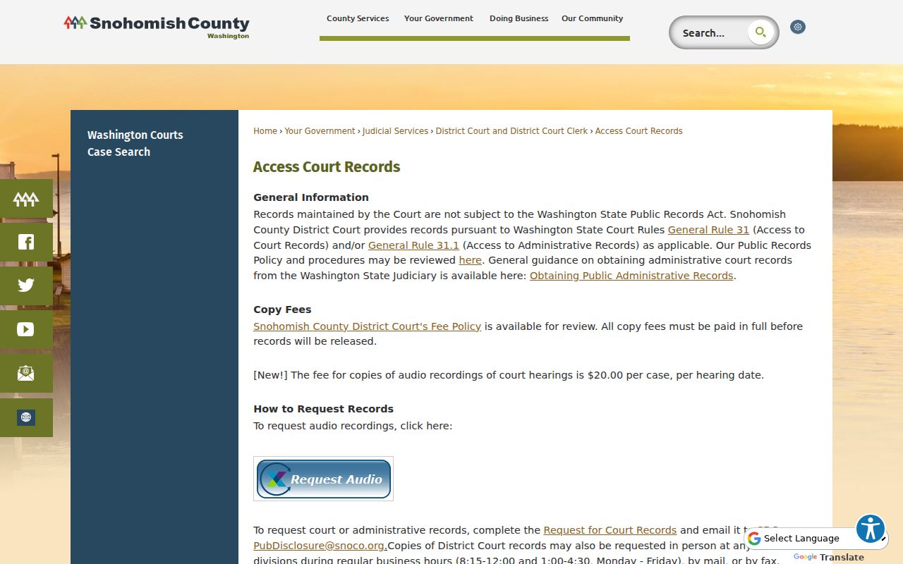 Snohomish County court records request channels for District Court