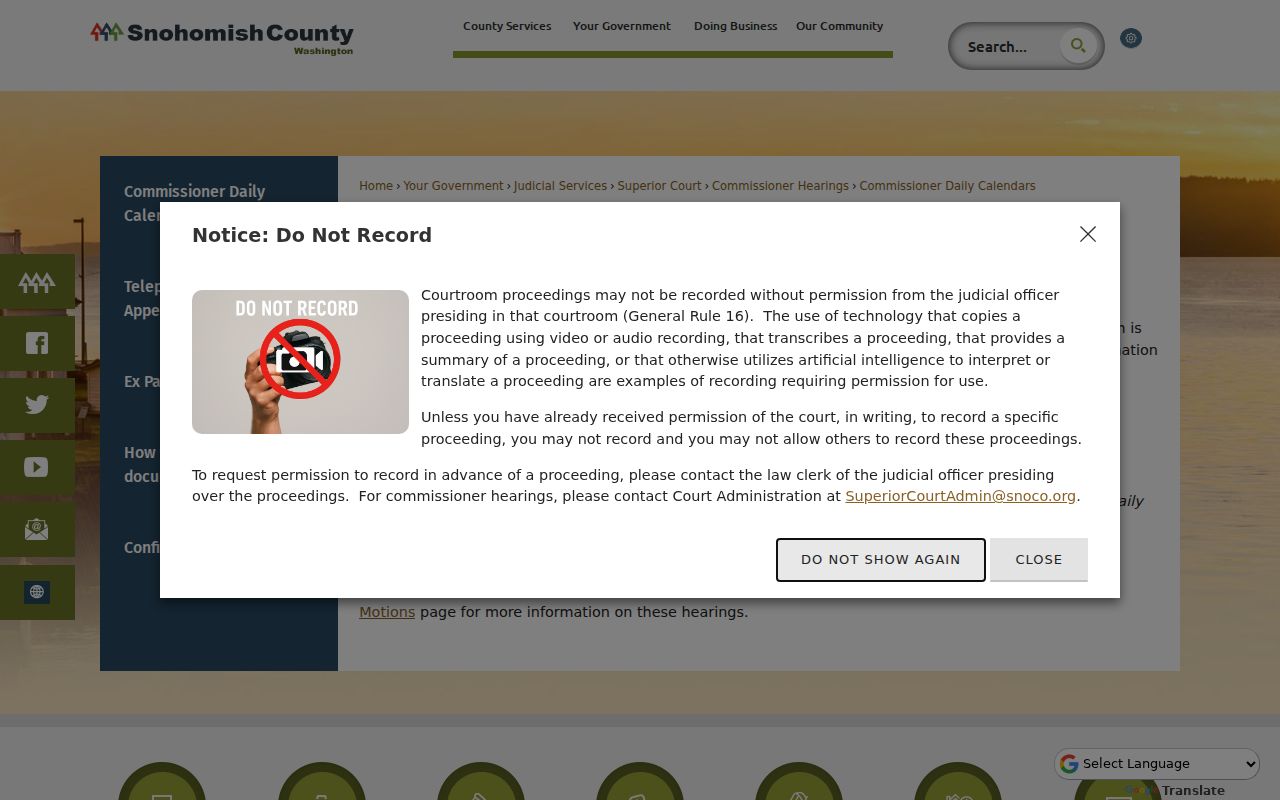 Snohomish County commissioner daily calendar update