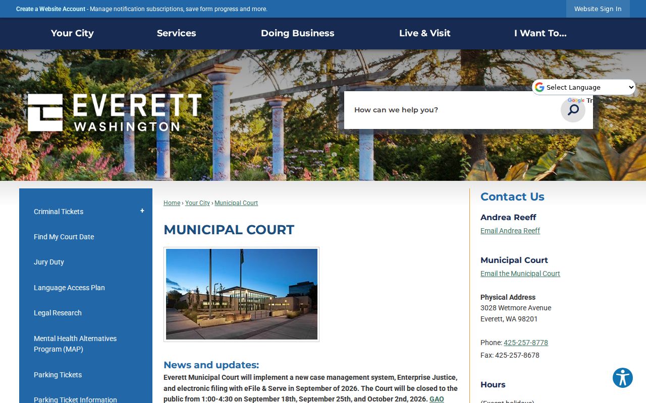 Everett court docket municipal court contact and system notice