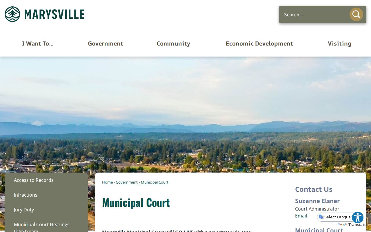 Marysville court docket jurisdiction and Municipal Court contact details